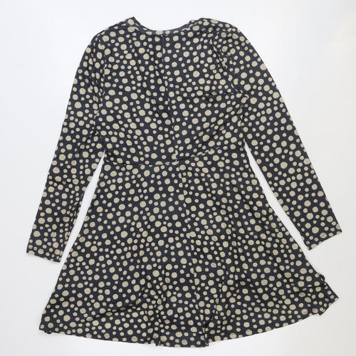 Primark Womens Black Polka Dot Polyester Trapeze & Swing Size 10 Round Neck Pullover