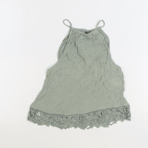Divided by H&M Womens Green Viscose Basic Tank Size 6 Scoop Neck - Crochet