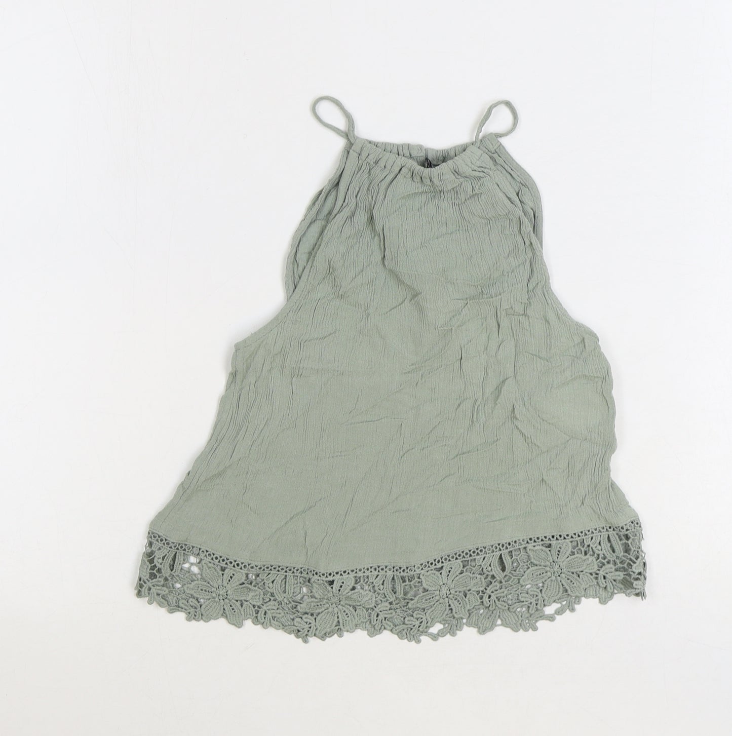 Divided by H&M Womens Green Viscose Basic Tank Size 6 Scoop Neck - Crochet