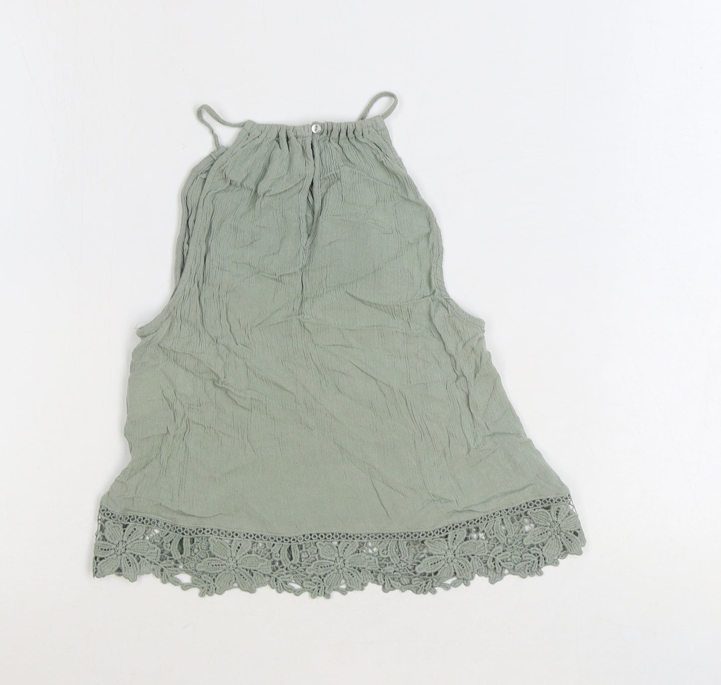Divided by H&M Womens Green Viscose Basic Tank Size 6 Scoop Neck - Crochet