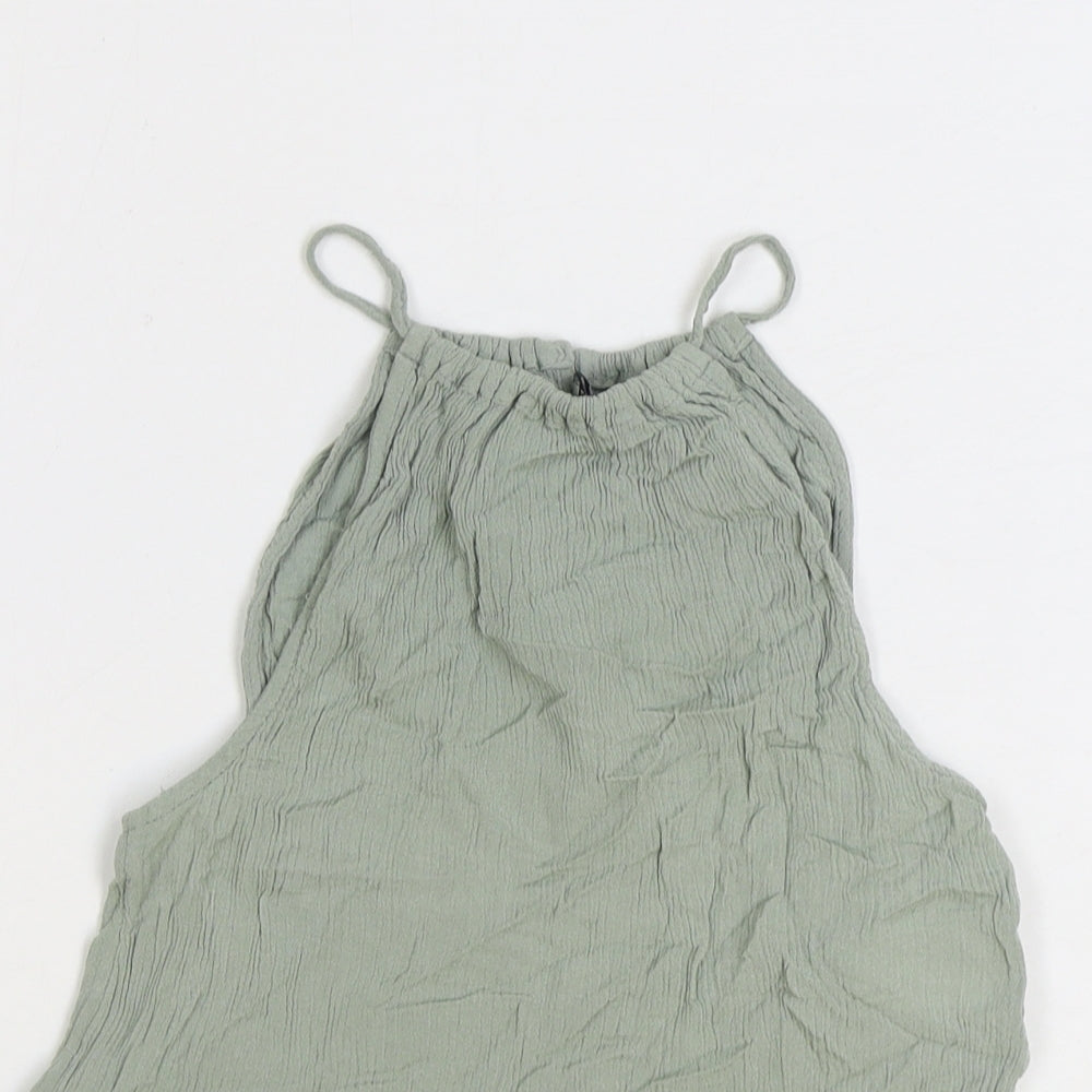 Divided by H&M Womens Green Viscose Basic Tank Size 6 Scoop Neck - Crochet