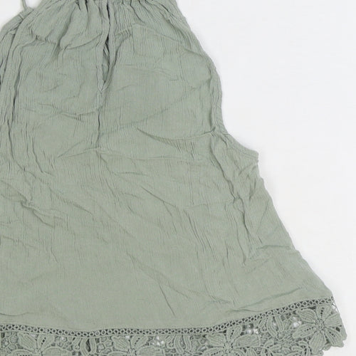 Divided by H&M Womens Green Viscose Basic Tank Size 6 Scoop Neck - Crochet