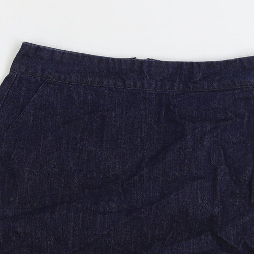 Warehouse Womens Blue Cotton Straight & Pencil Skirt Size 10 Zip