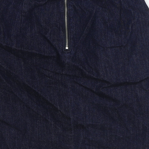 Warehouse Womens Blue Cotton Straight & Pencil Skirt Size 10 Zip