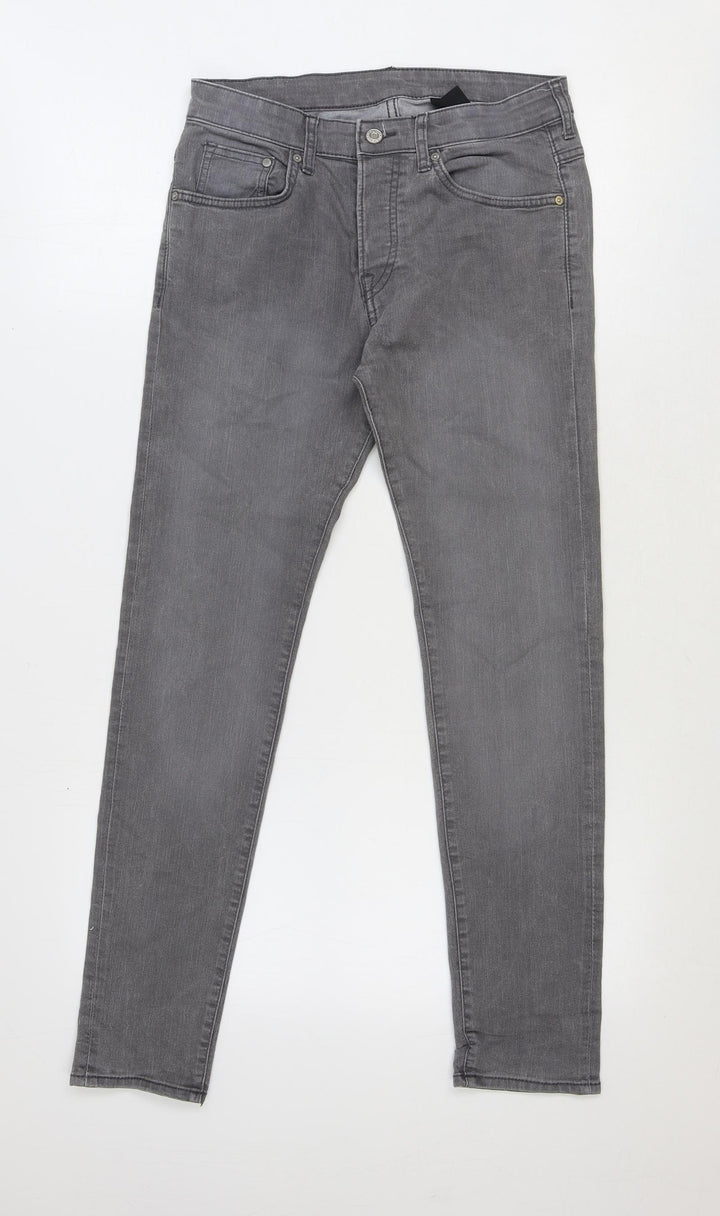 Preworn Mens Blue Cotton Skinny Jeans Size 30 in Slim Button