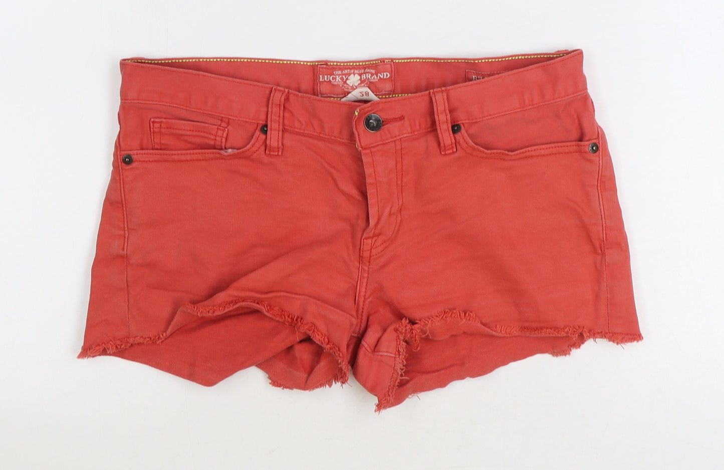 Lucky Brand Womens Red Cotton Cut-Off Shorts Size 6 Regular Zip