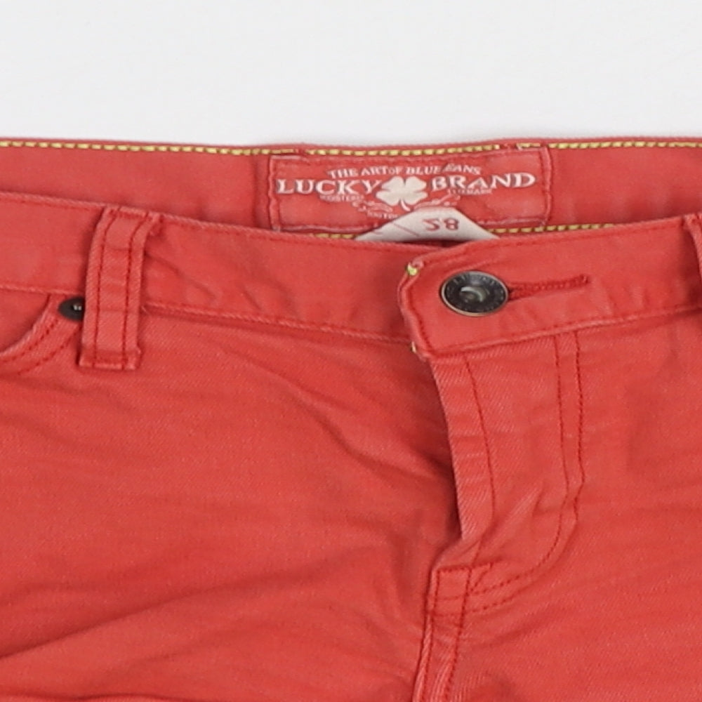 Lucky Brand Womens Red Cotton Cut-Off Shorts Size 6 Regular Zip