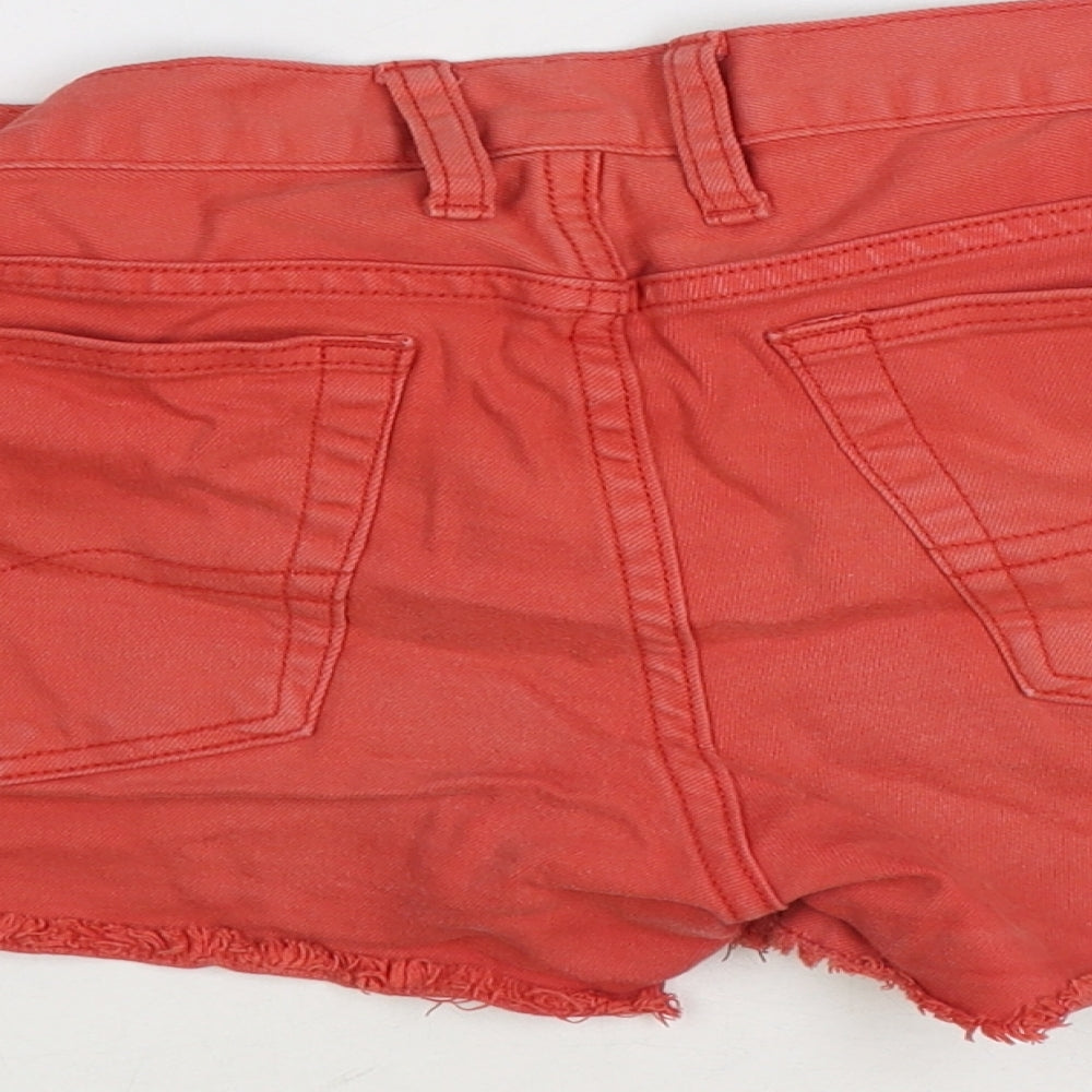Lucky Brand Womens Red Cotton Cut-Off Shorts Size 6 Regular Zip