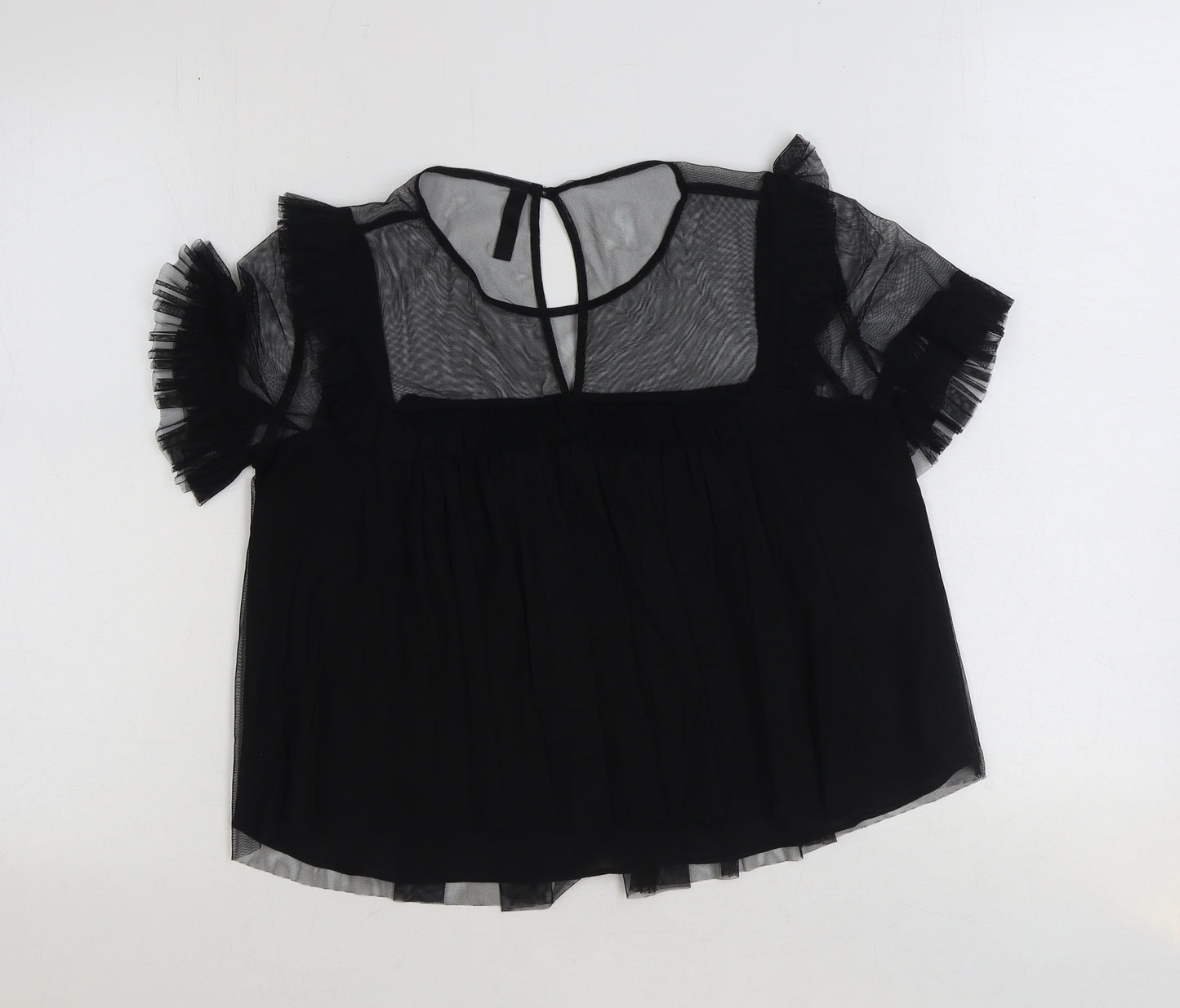 Zara Womens Black Polyester Basic Blouse Size S Round Neck