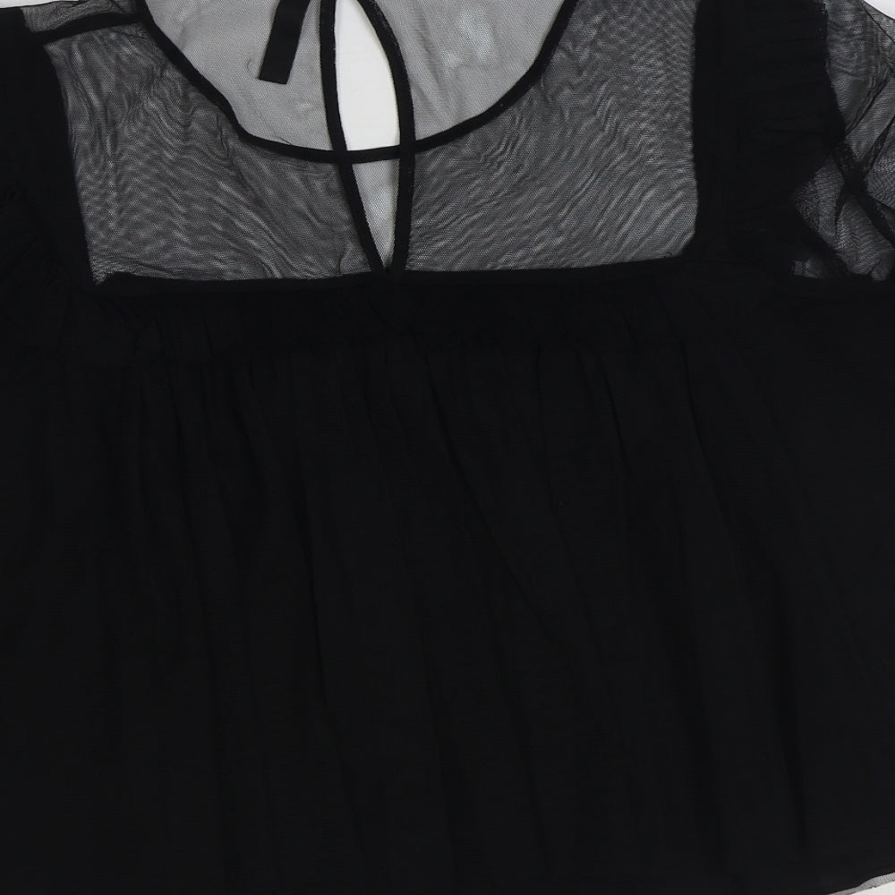 Zara Womens Black Polyester Basic Blouse Size S Round Neck