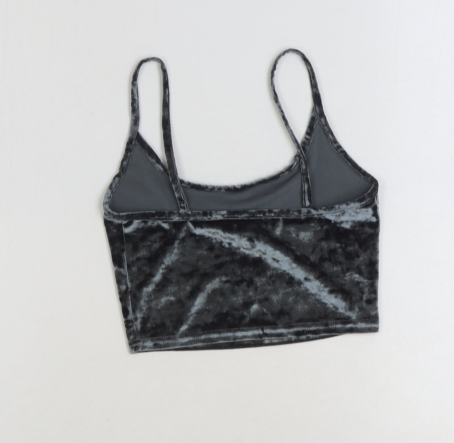Topshop Womens Black Polyester Cropped Tank Size 4 Scoop Neck