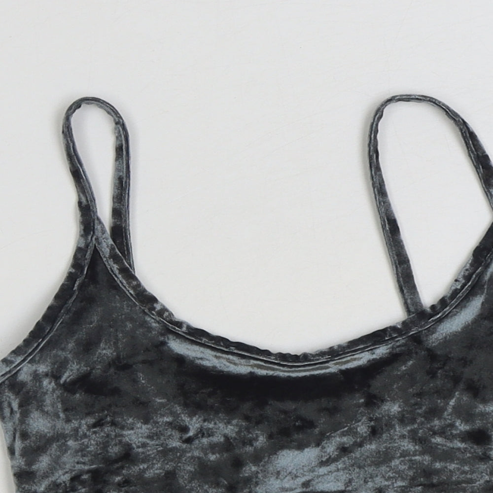 Topshop Womens Black Polyester Cropped Tank Size 4 Scoop Neck
