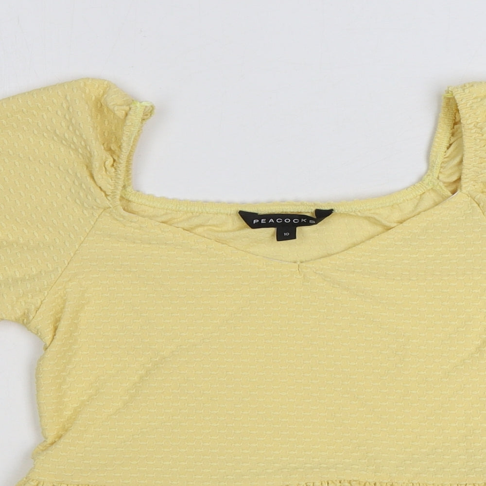Peacocks Womens Yellow Polyester Basic Blouse Size 10 V-Neck