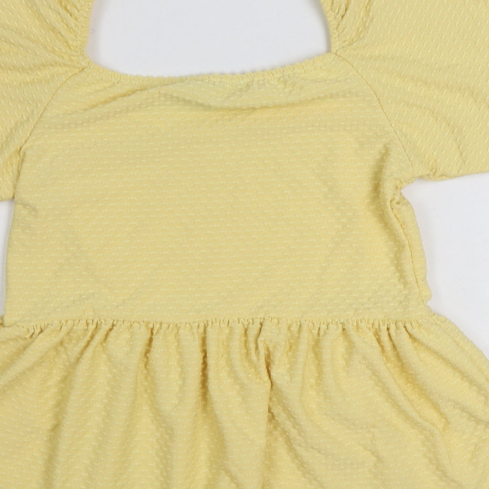 Peacocks Womens Yellow Polyester Basic Blouse Size 10 V-Neck