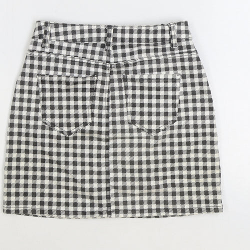 Denim & Co. Womens Black Check Cotton Straight & Pencil Skirt Size 8 Zip