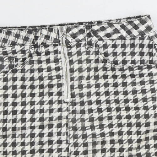 Denim & Co. Womens Black Check Cotton Straight & Pencil Skirt Size 8 Zip
