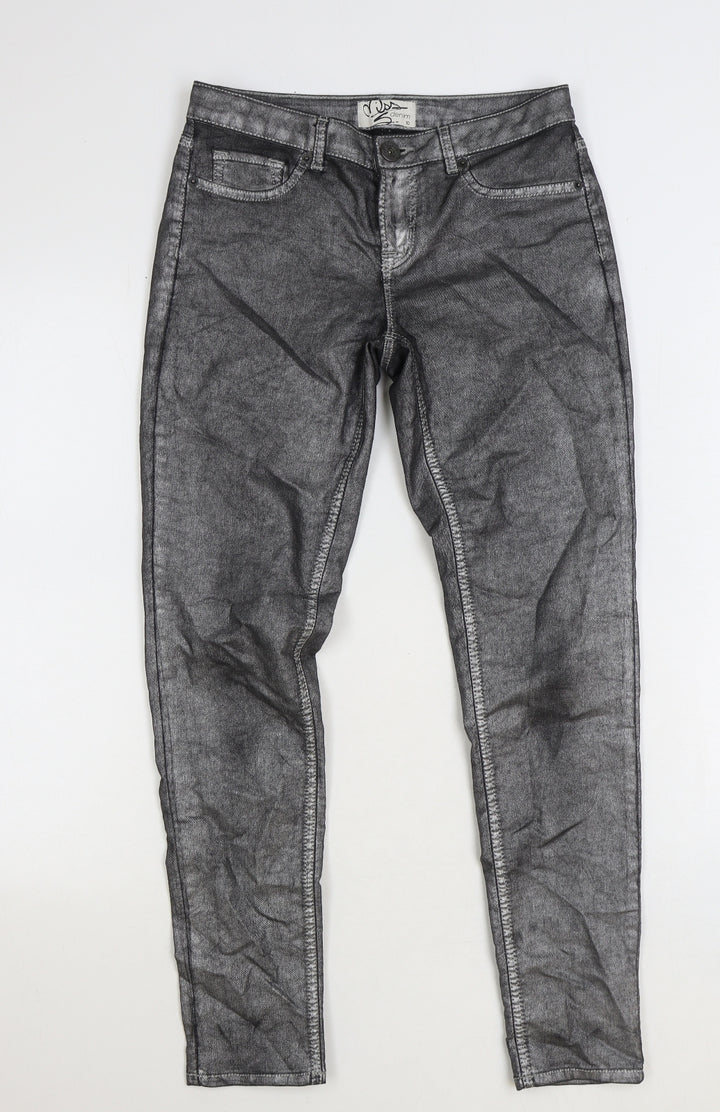 Miss Denim Womens Grey Cotton Skinny Jeans Size 10 Regular Zip
