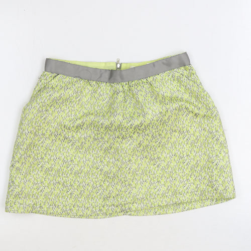 Grace & Mila Womens Green Geometric Polyester Mini Skirt Size M Zip