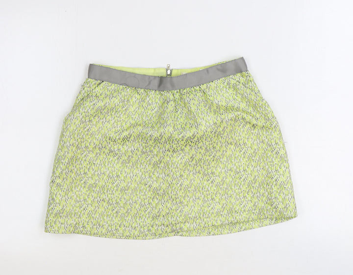 Grace & Mila Womens Green Geometric Polyester Mini Skirt Size M Zip