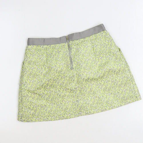 Grace & Mila Womens Green Geometric Polyester Mini Skirt Size M Zip