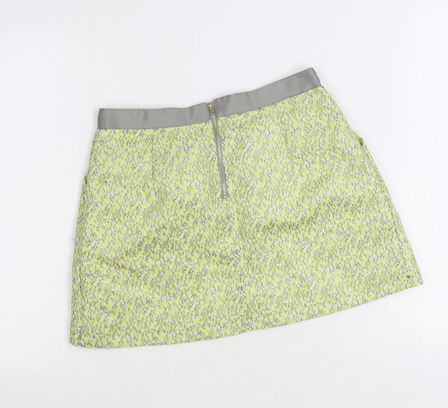 Grace & Mila Womens Green Geometric Polyester Mini Skirt Size M Zip