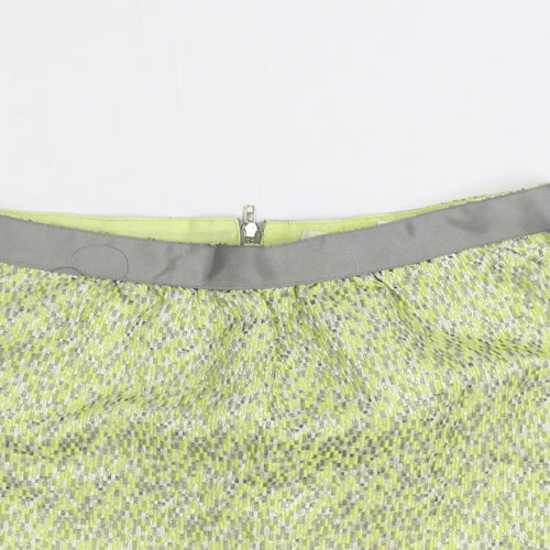 Grace & Mila Womens Green Geometric Polyester Mini Skirt Size M Zip