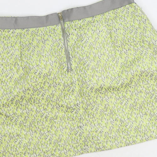 Grace & Mila Womens Green Geometric Polyester Mini Skirt Size M Zip