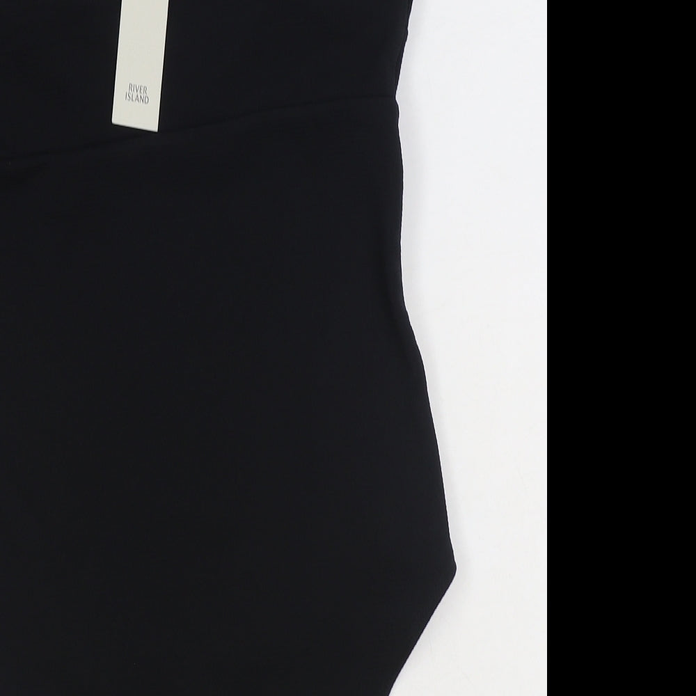 River Island Womens Black Polyester Bodysuit One-Piece Size 12 Snap