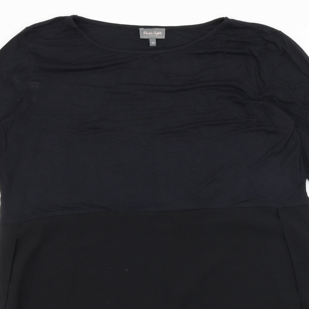 Phase Eight Womens Black Polyester Tunic Blouse Size 10 Boat Neck