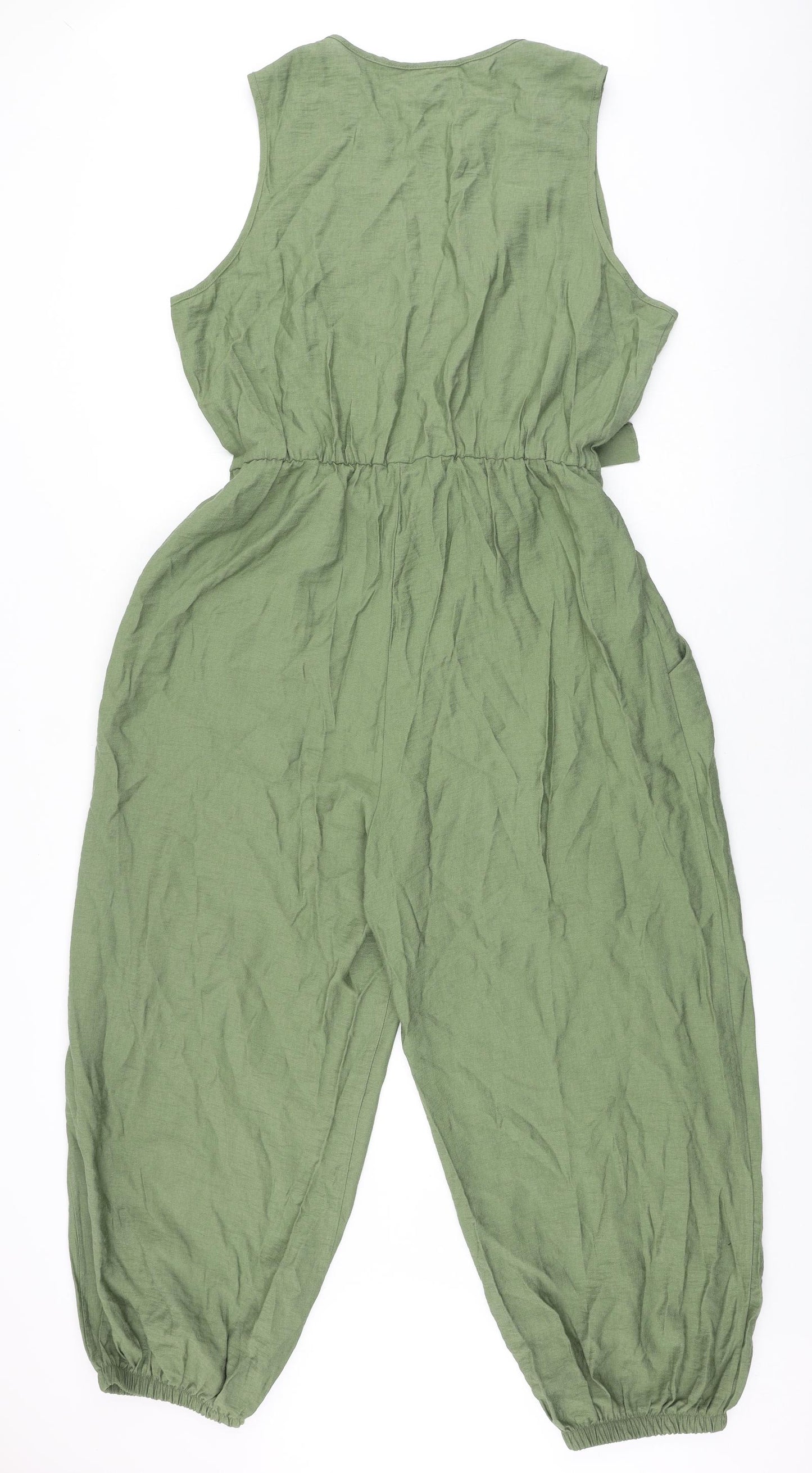 George Womens Green Viscose Jumpsuit One-Piece Size 16 Button