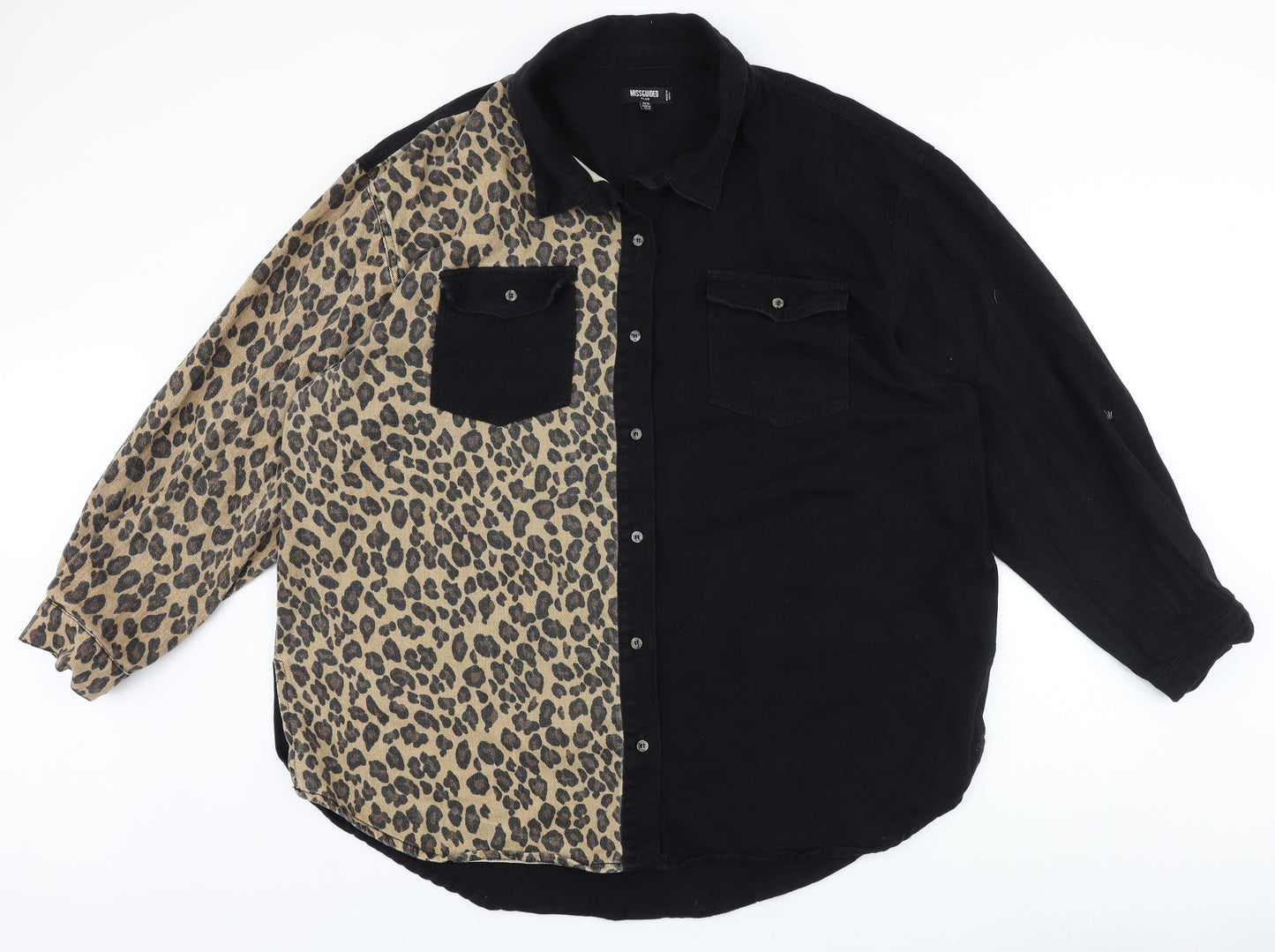 Missguided Womens Black Geometric Jacket Size 22 Button