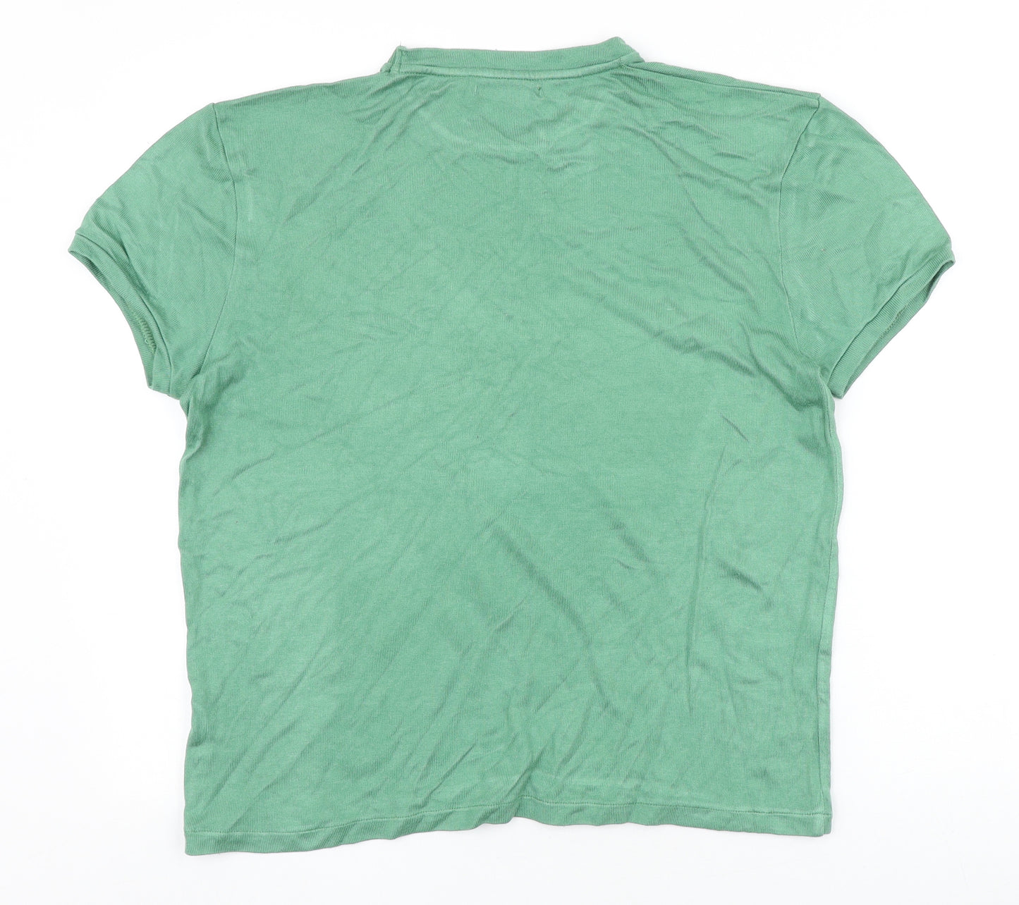 Zara Womens Green Viscose Basic T-Shirt Size L Round Neck