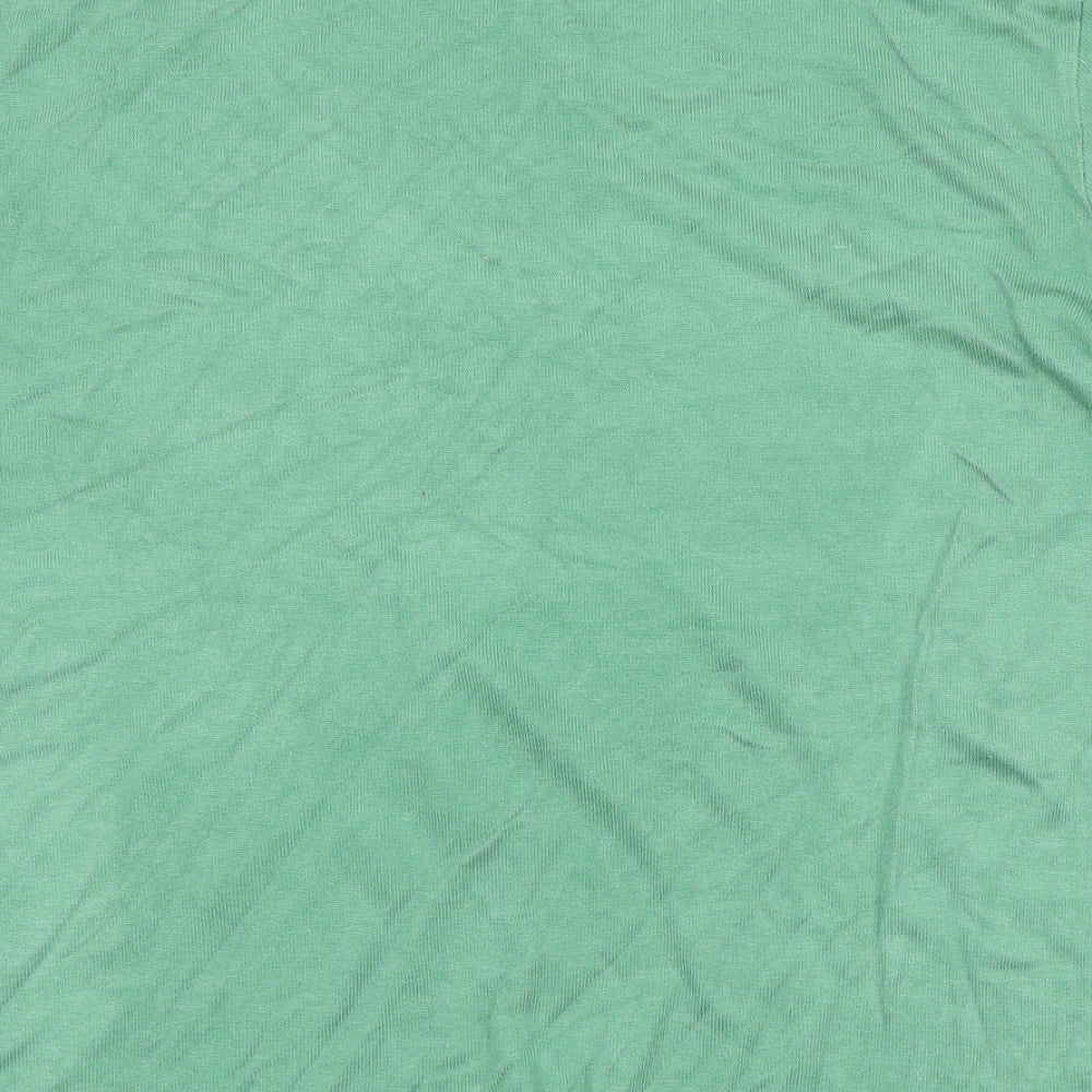 Zara Womens Green Viscose Basic T-Shirt Size L Round Neck