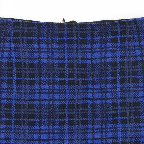 MICHELE Womens Blue Plaid Polyester Straight & Pencil Skirt Size 8 Zip