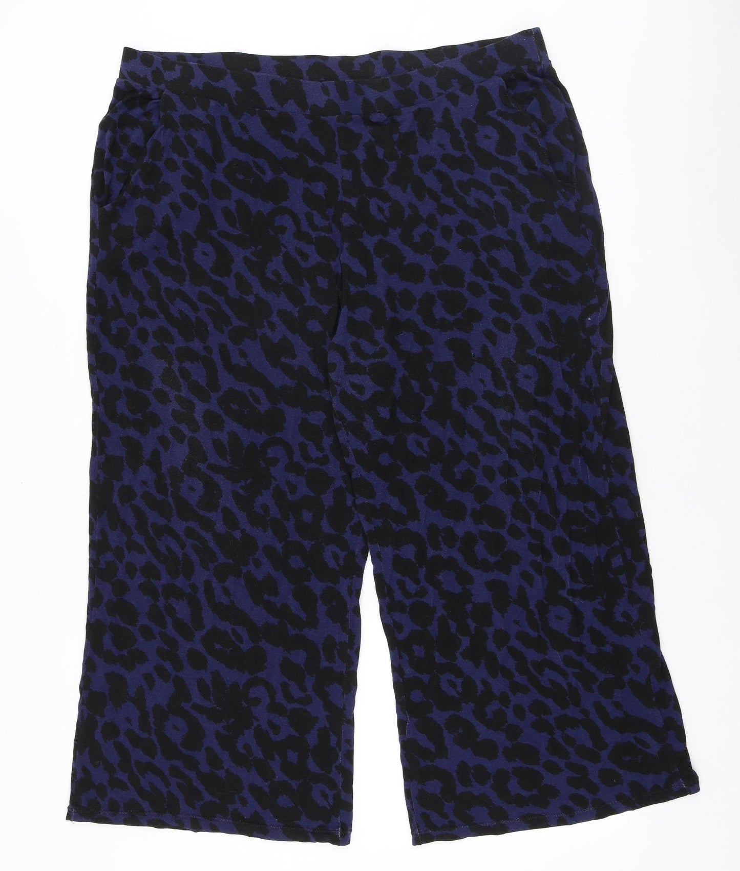 CAPSULE Womens Blue Animal Print Viscose Trousers Size 20 Regular - Leopard Print