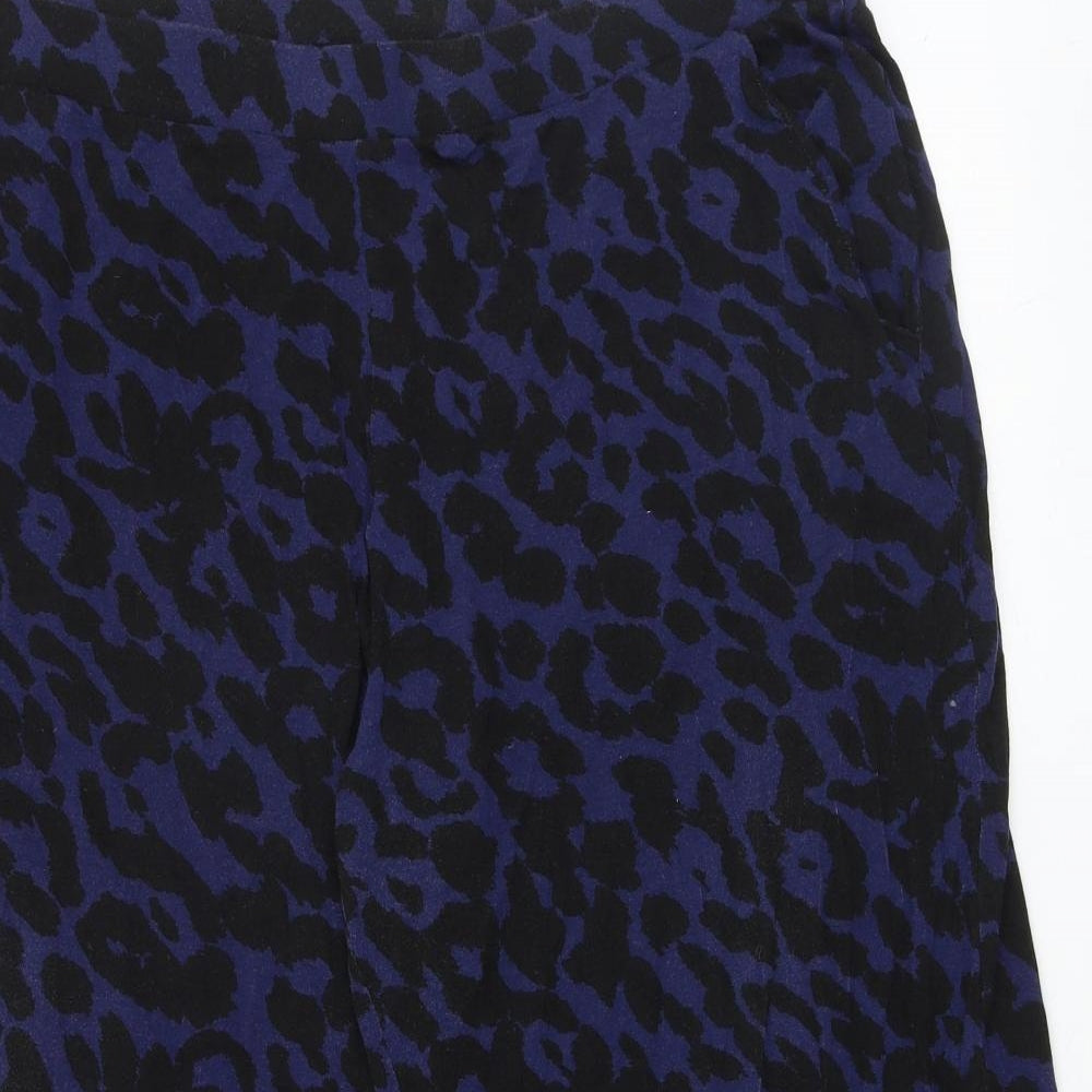 CAPSULE Womens Blue Animal Print Viscose Trousers Size 20 Regular - Leopard Print