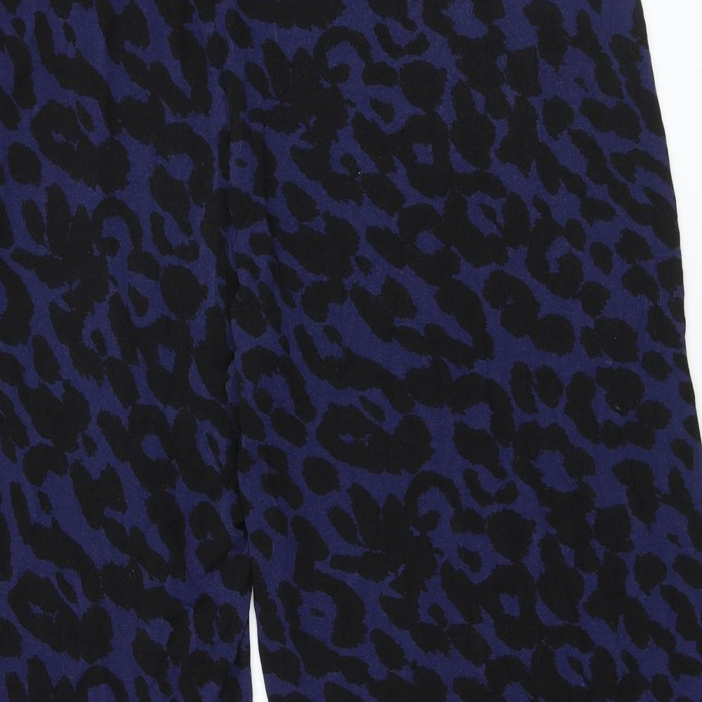 CAPSULE Womens Blue Animal Print Viscose Trousers Size 20 Regular - Leopard Print