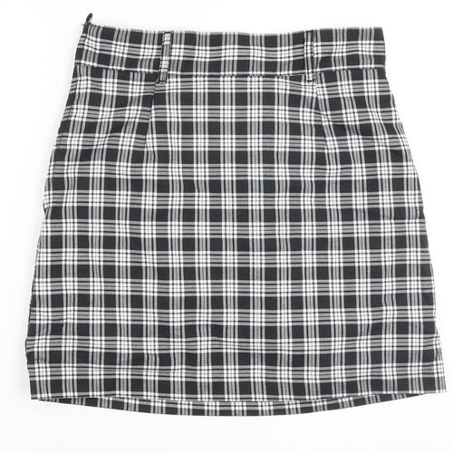 H&M Womens Black Plaid Polyester Straight & Pencil Skirt Size 10 Zip