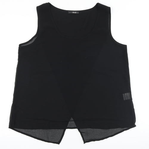 Quiz Womens Black Polyester Basic Tank Size 14 Scoop Neck