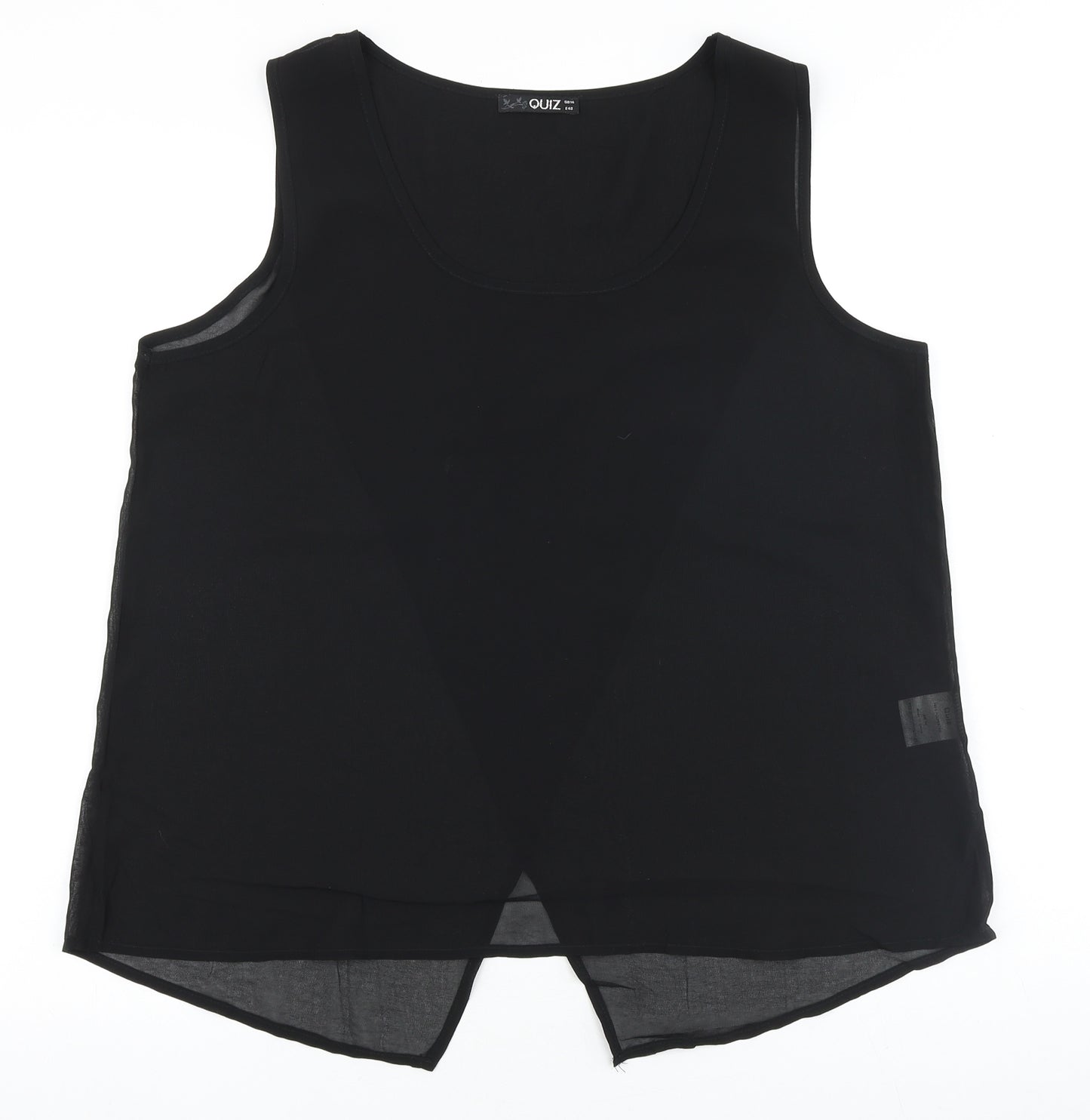 Quiz Womens Black Polyester Basic Tank Size 14 Scoop Neck