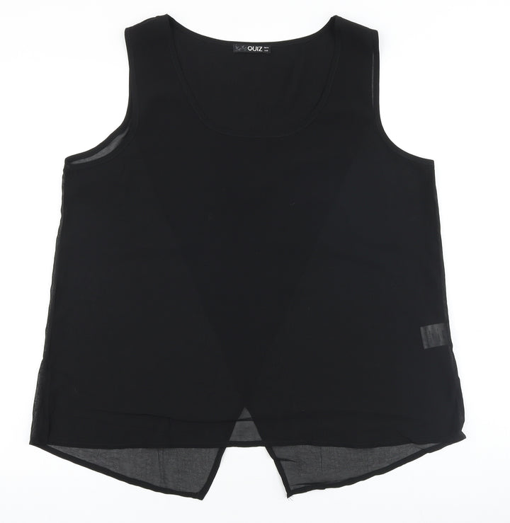Quiz Womens Black Polyester Basic Tank Size 14 Scoop Neck