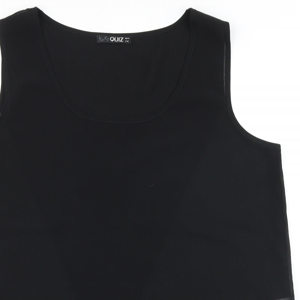 Quiz Womens Black Polyester Basic Tank Size 14 Scoop Neck