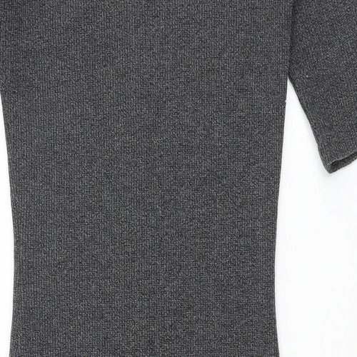 Mango Womens Grey Polyester Bodycon Size XS Round Neck Zip