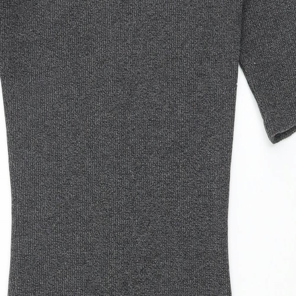 Mango Womens Grey Polyester Bodycon Size XS Round Neck Zip