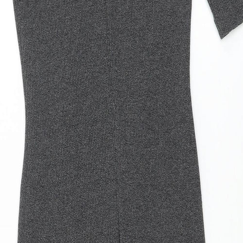 Mango Womens Grey Polyester Bodycon Size XS Round Neck Zip