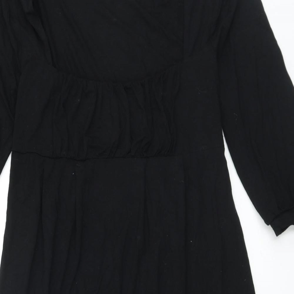 New Look Womens Black Viscose Trapeze & Swing Size 14 Square Neck Tie