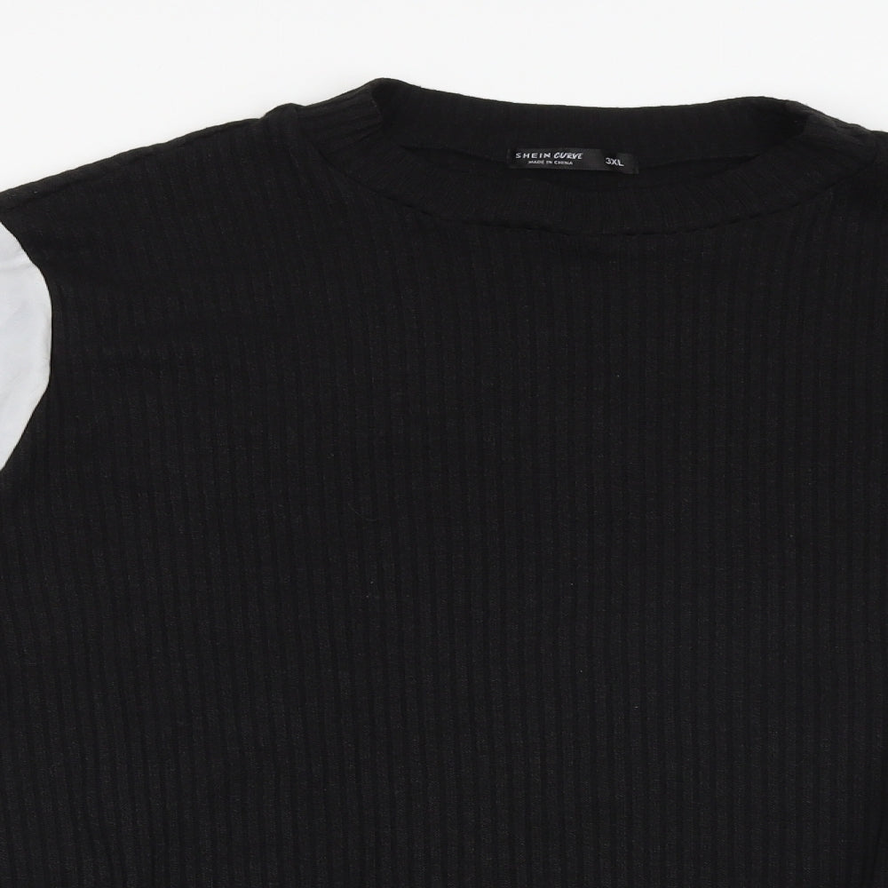 SheIn Womens Black Polyester Basic Blouse Size 3XL Round Neck