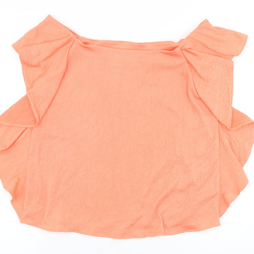 Marks and Spencer Womens Orange Polyester Basic Blouse Size 12 Boat Neck