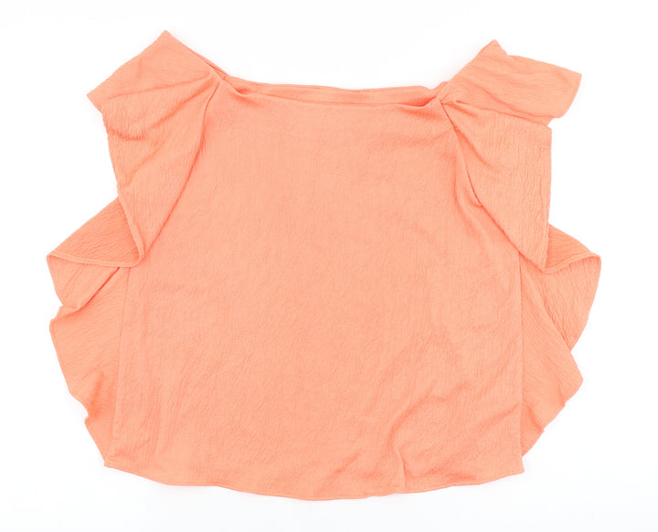 Marks and Spencer Womens Orange Polyester Basic Blouse Size 12 Boat Neck