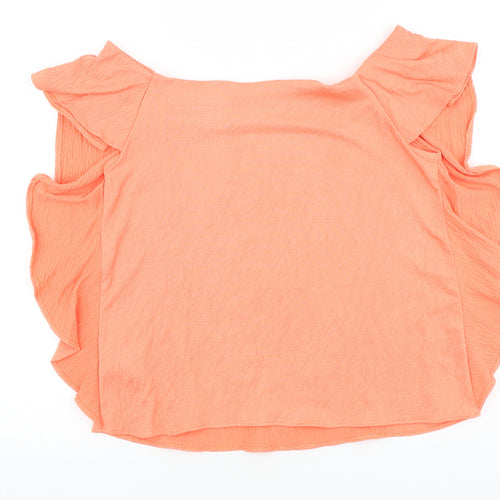 Marks and Spencer Womens Orange Polyester Basic Blouse Size 12 Boat Neck